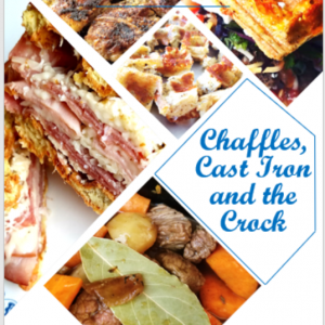 cover of cookbook chaffles cast iron and the crock
