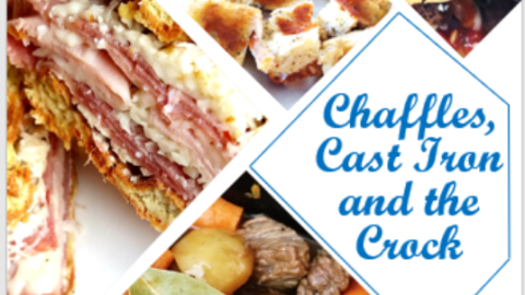 cover of cookbook chaffles cast iron and the crock