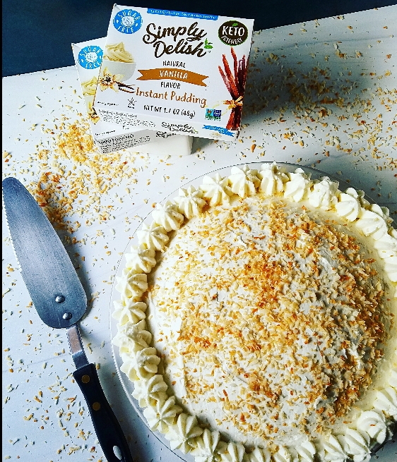 keto coconut cream pie with simply delish vanilla pudding