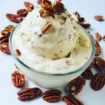 keto maple pecan ice cream with fresh pecans on top