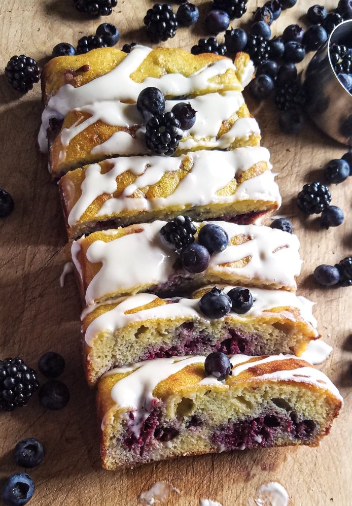 low carb blueberry bread made with coconut flour