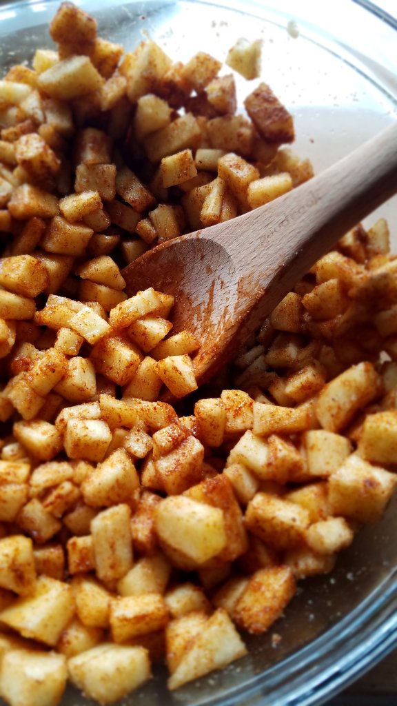 chopped zucchini with spices added