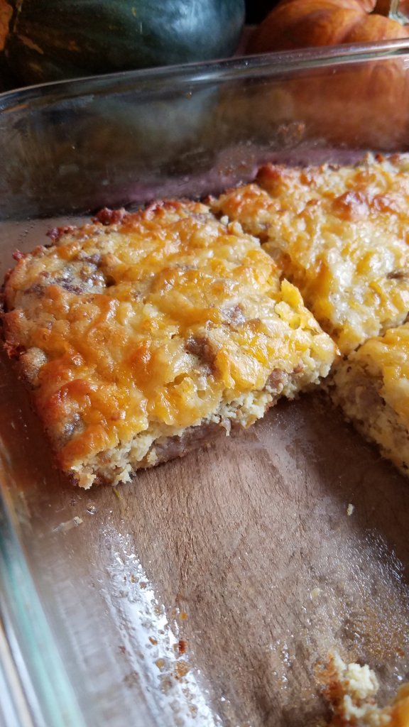 Keto sausage breakfast bars closeup