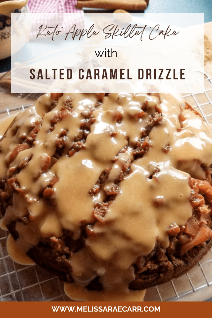Keto Apple Skillet Cake with Salted Caramel Drizzle