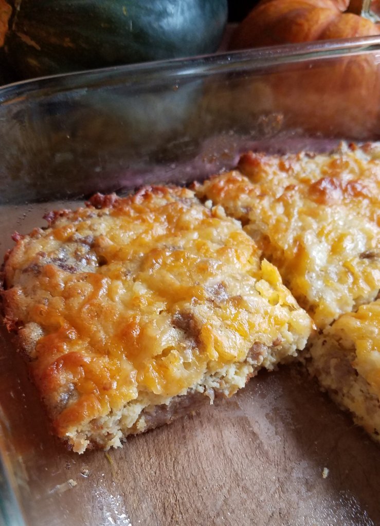 Keto Sausage Breakfast Bars close up