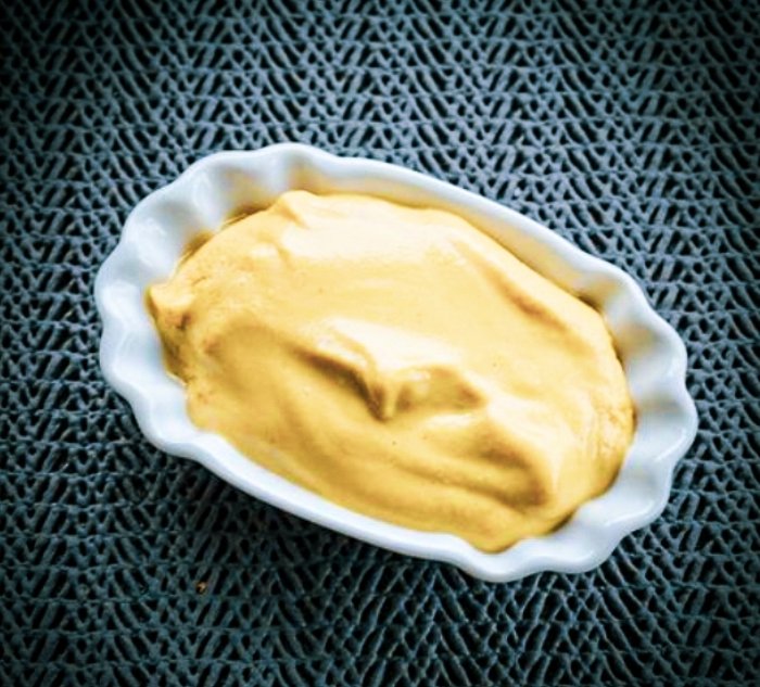 honey mustard dip in a small dish