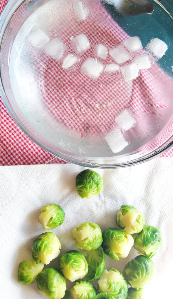 brussel sprouts drying on a papertowel