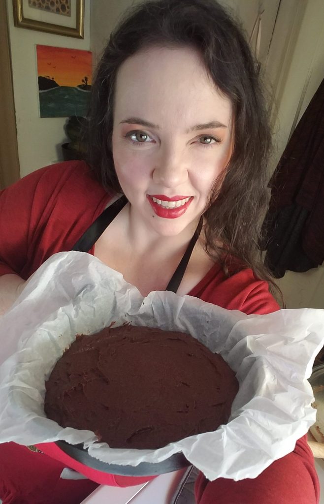 the finished easy flourless chocolate cake