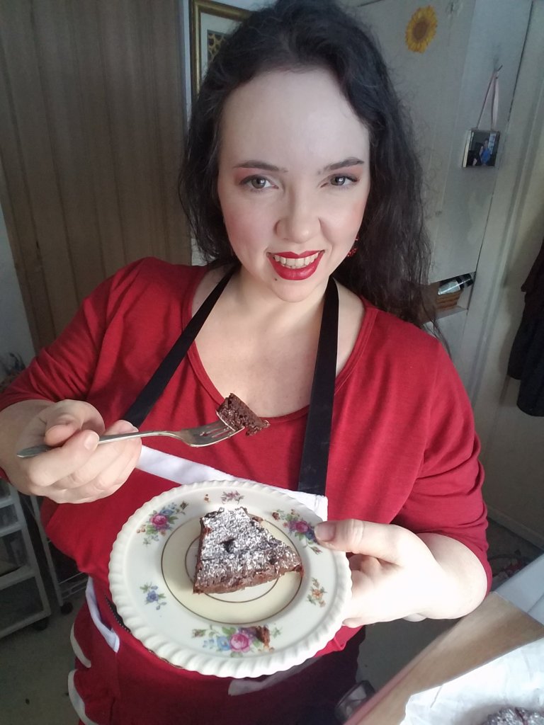 picture of me with the easy chocolate flourless cake