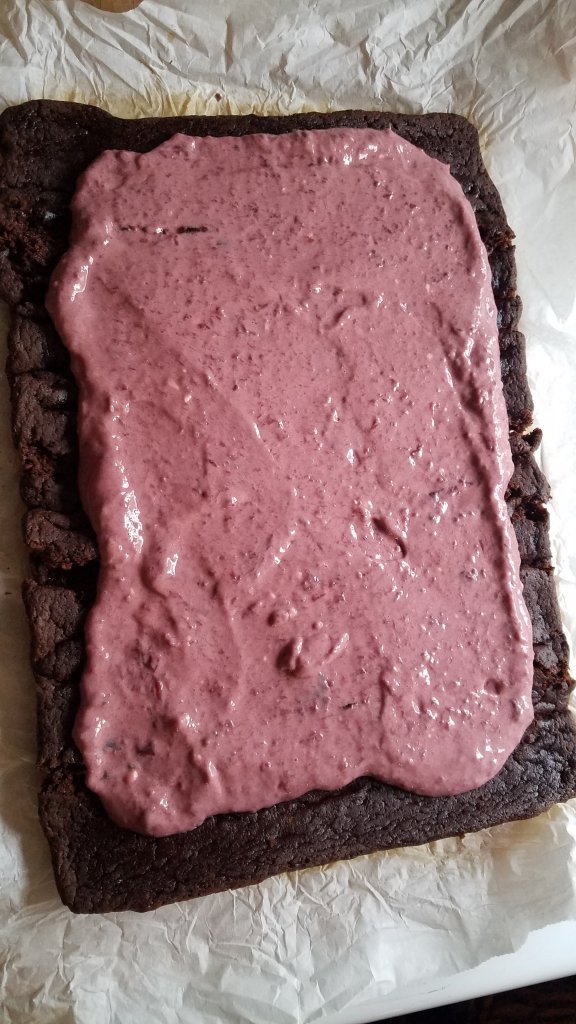 gluten free chocolate cherry yule log with filling spread