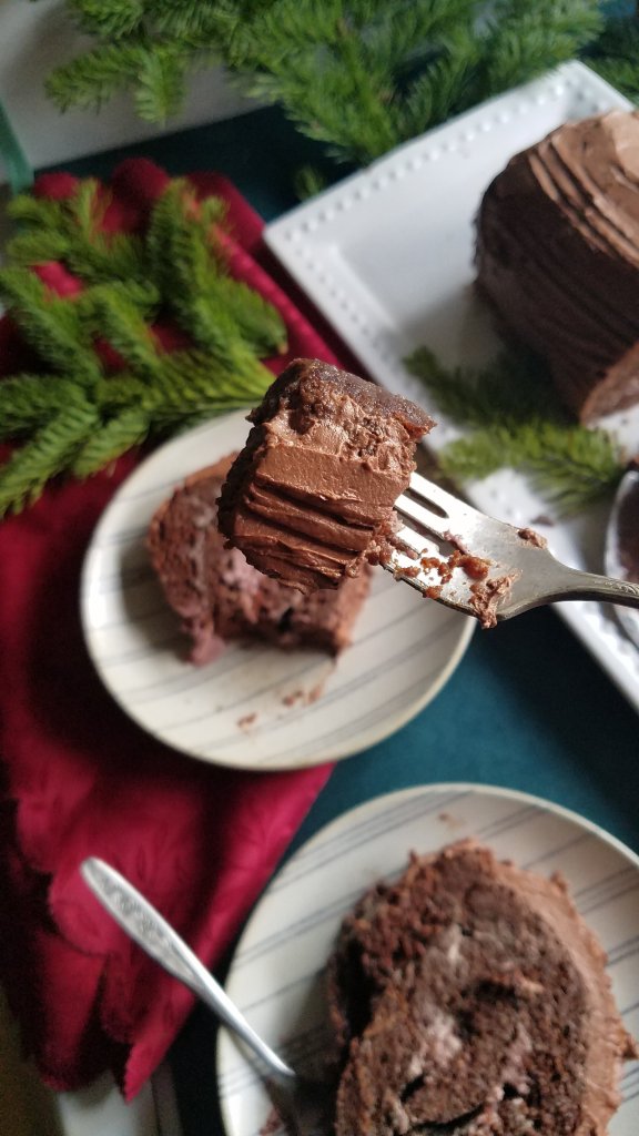gluten free chocolate cherry yule log bite