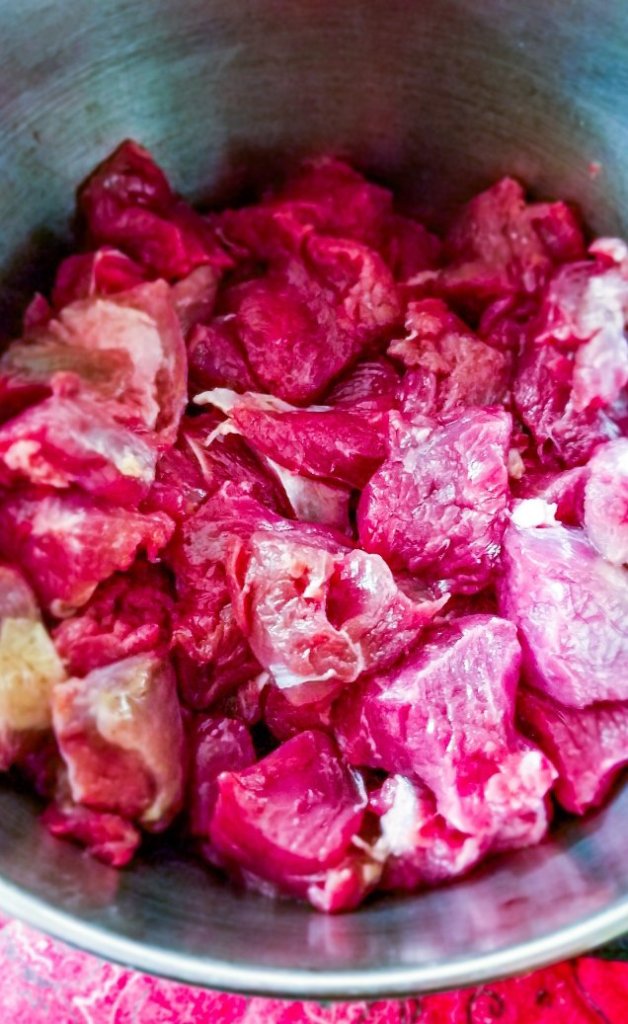 raw bear stew meat ready to cook