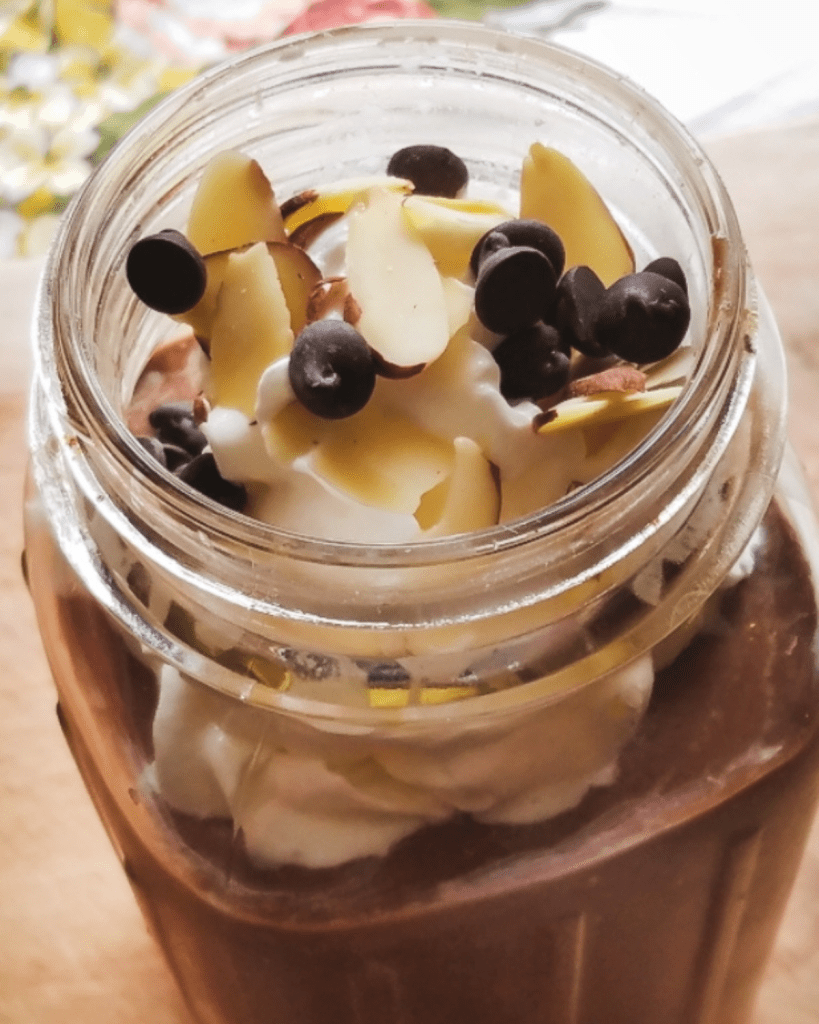 Keto chocolate almond mocha protein smoothie