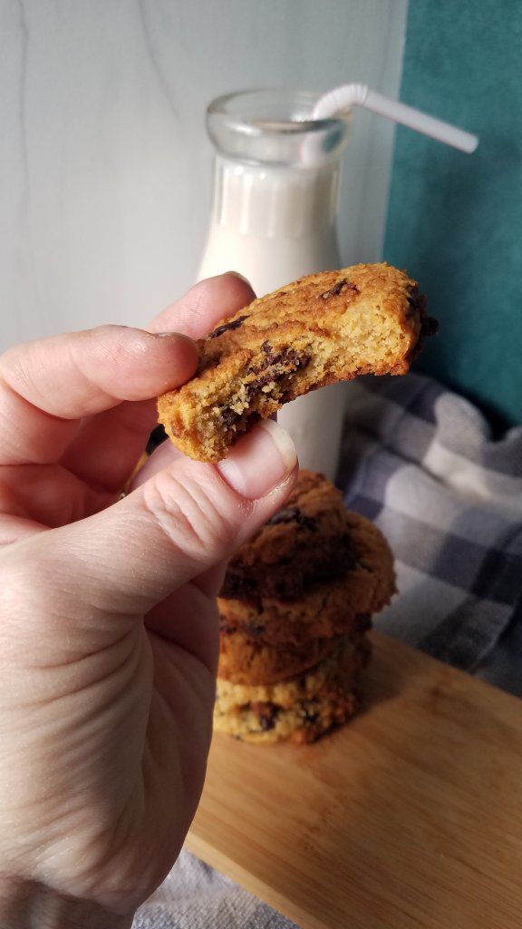 keto banana chocolate chip pudding cookies showing texture