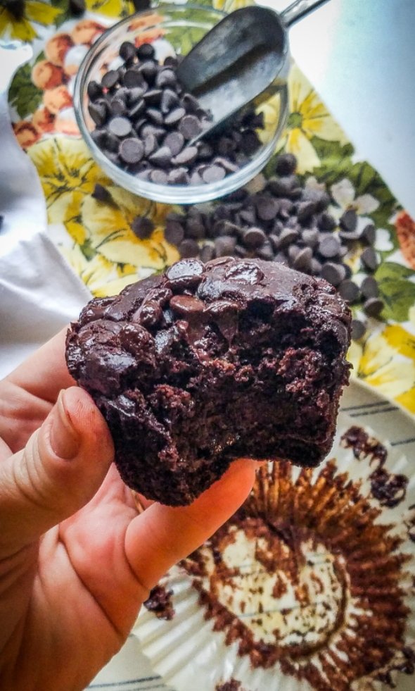 keto healthy double chocolate muffin inside reveal picture