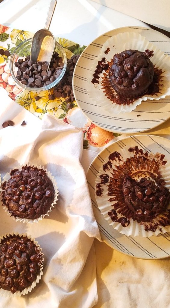 keto healthy double chocolate muffin top view