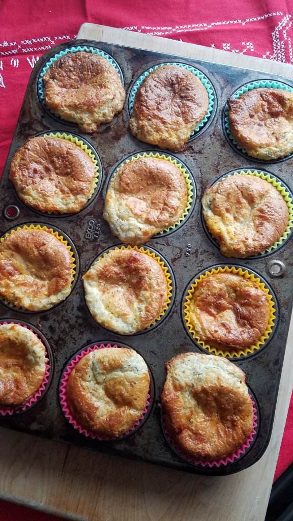 Keto Pizza Dippers in a muffin tin cooling