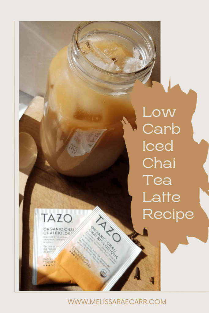  low carb chai tea latte in a quart jar