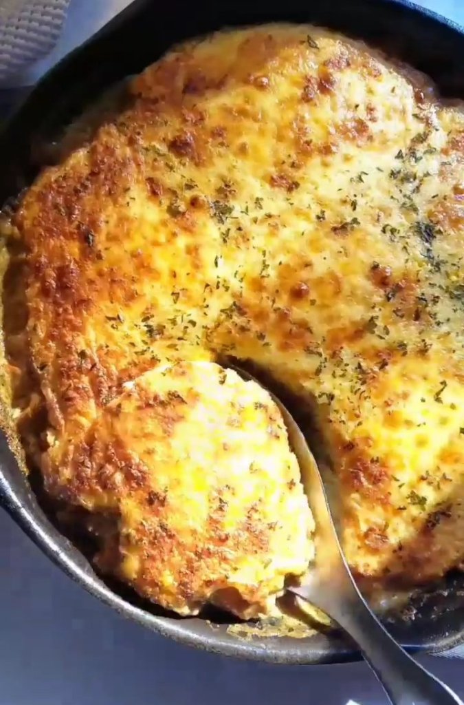 Finished crustless keto chicken pot pie.