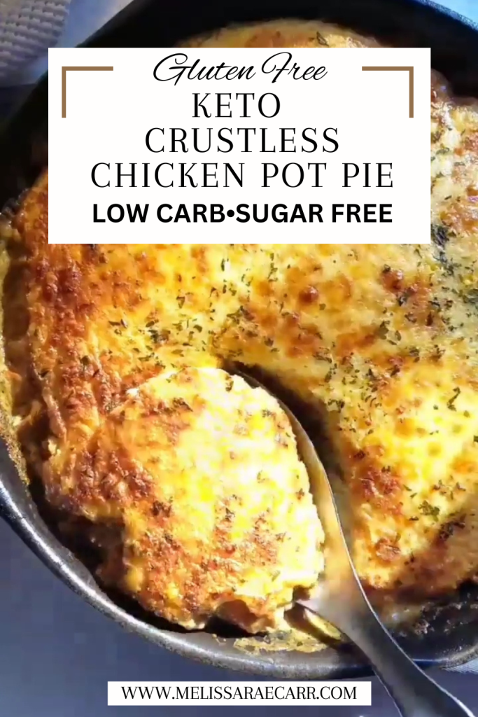 keto crustless chicken pot pie in a skillet