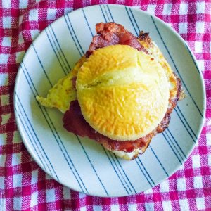 Easy Gluten Free Keto Breakfast Sandwich on a plate