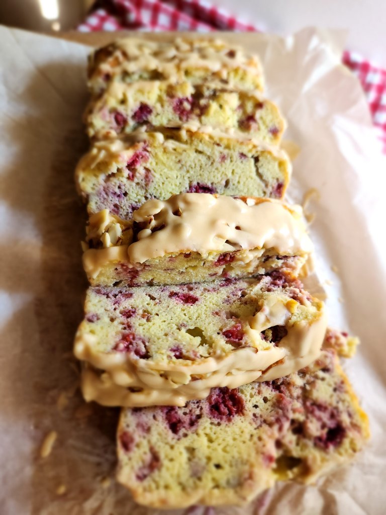 High protein gluten free bread made with raspberries and almonds