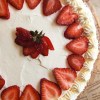 gluten free strawberry tres leches cake view from above