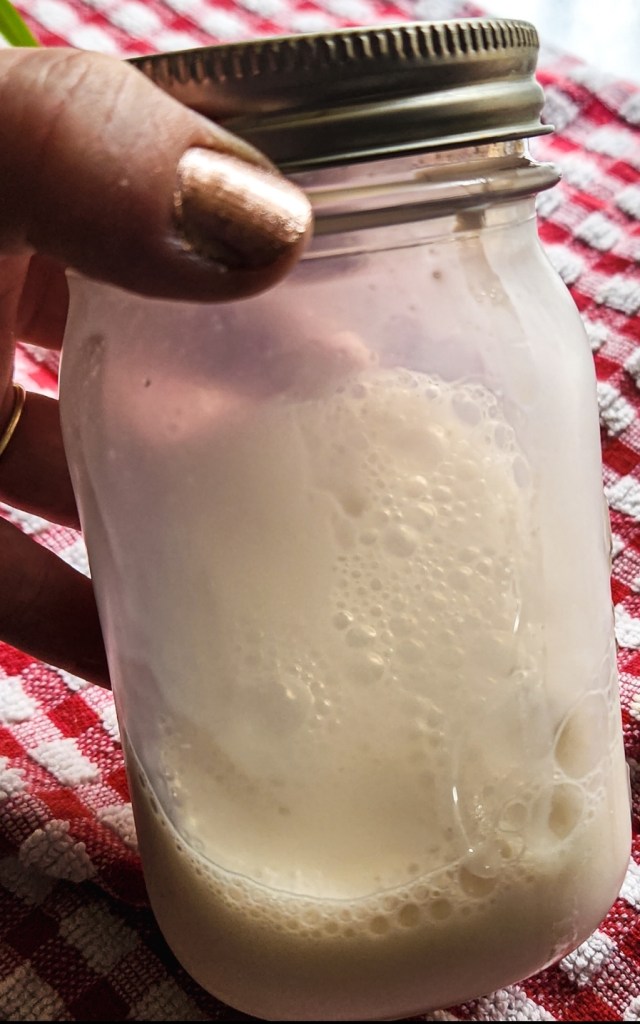 creamer in a jar to froth.