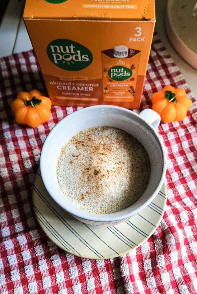 pumpkin spice unsweetened coffee creamer from nut pods.
