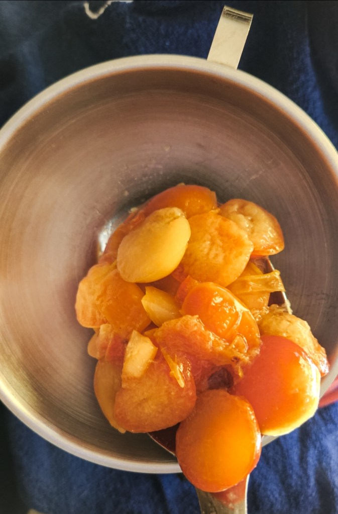 Filling jars with hot pack plums