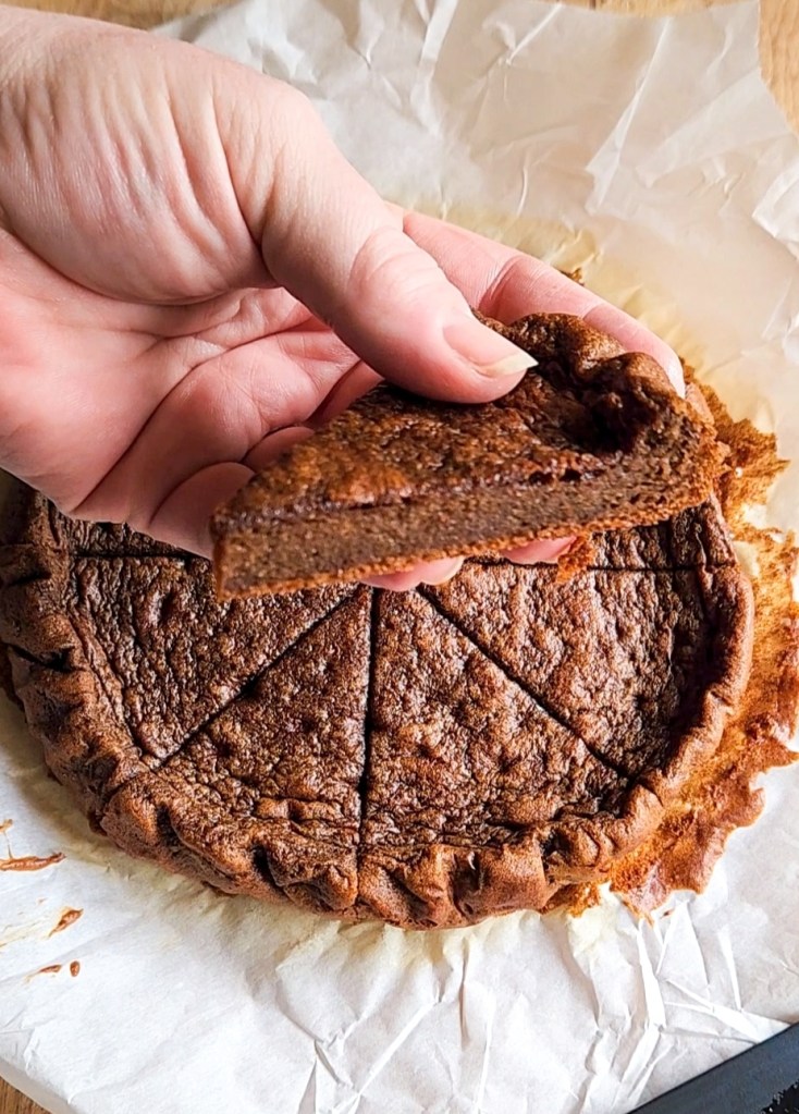Gluten-free dairy free cinnamon bread piece being shown