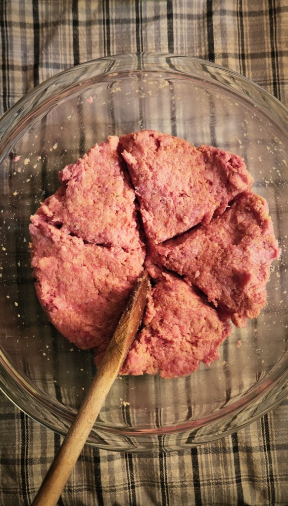 Gluten-free Salisbury steak raw meat for patties
