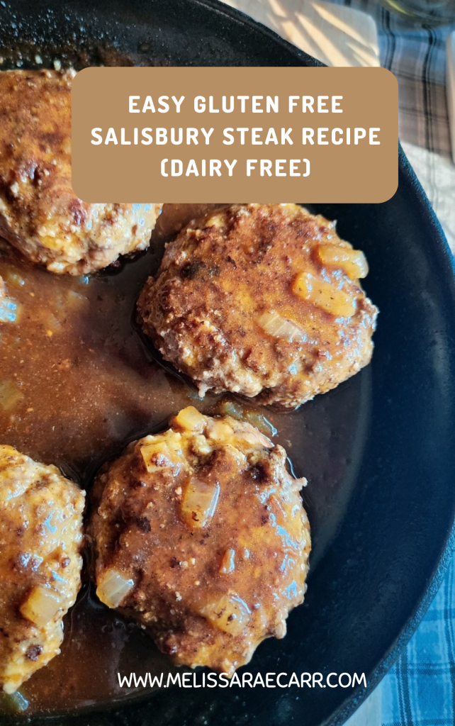 Gluten-free Salisbury steak in a cast iron skillet