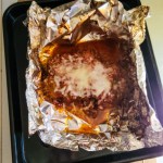 meatballs after being reheated in an airfryer in a foil packet