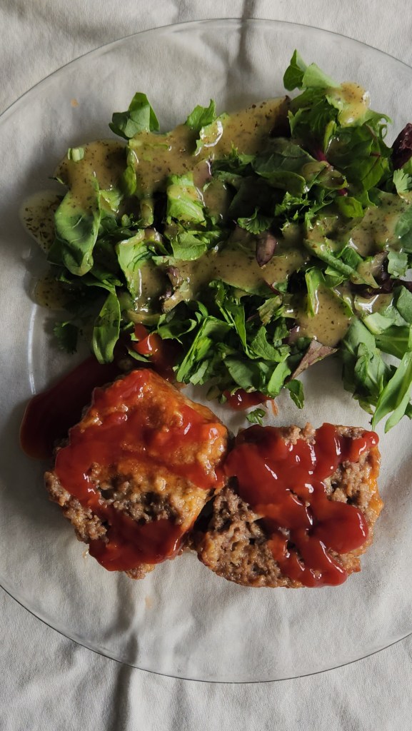 Easy keto ground beef instapot meatloaf served up with salad