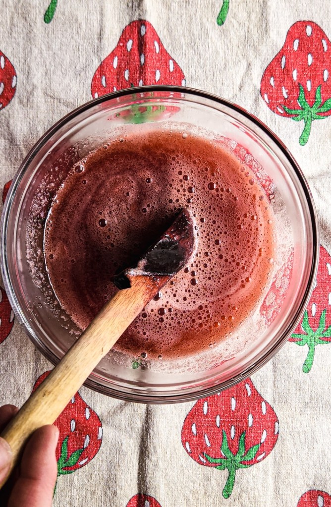 strained strawberry syrup.