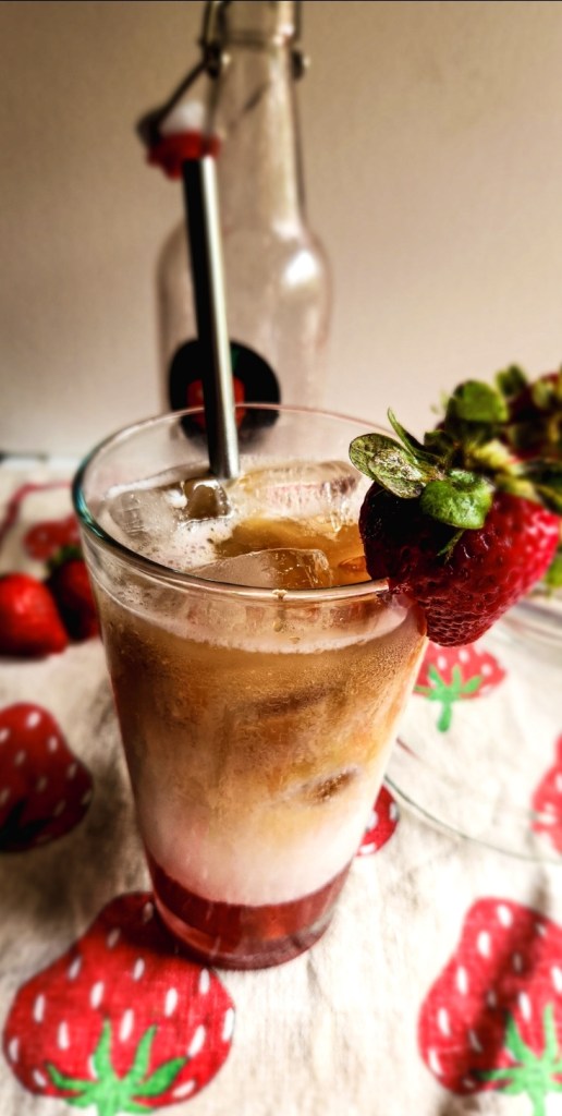 Easy Dairy Free Iced Strawberry Latte.