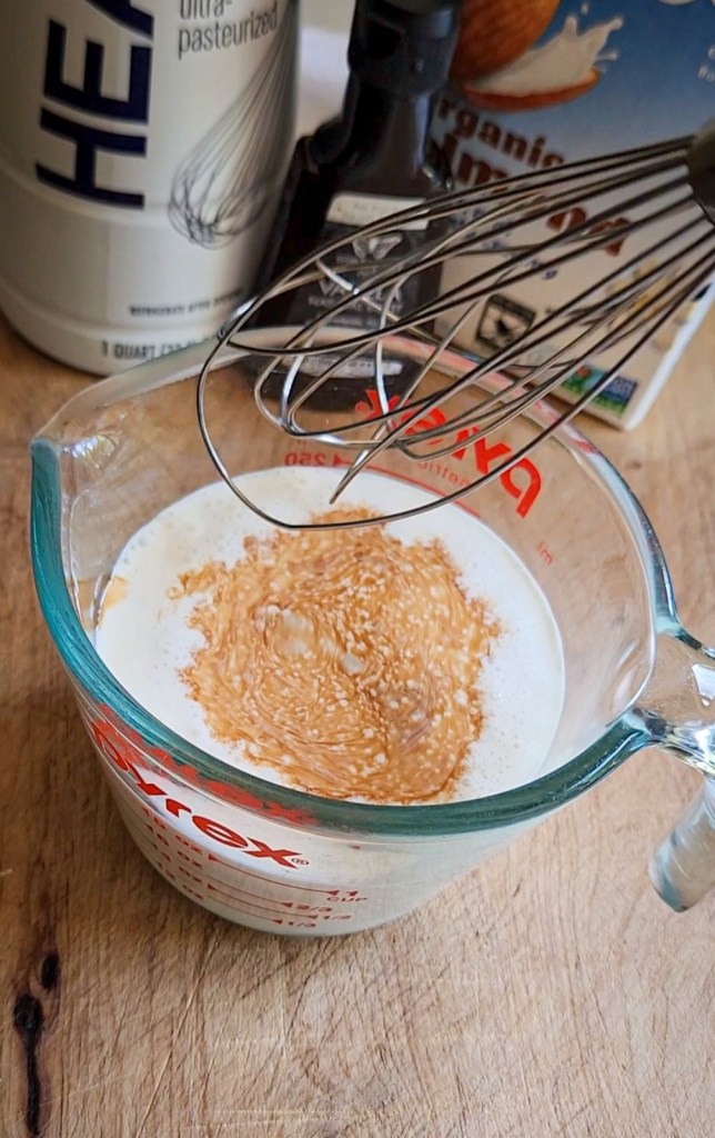 Creating homemade coffee creamer.