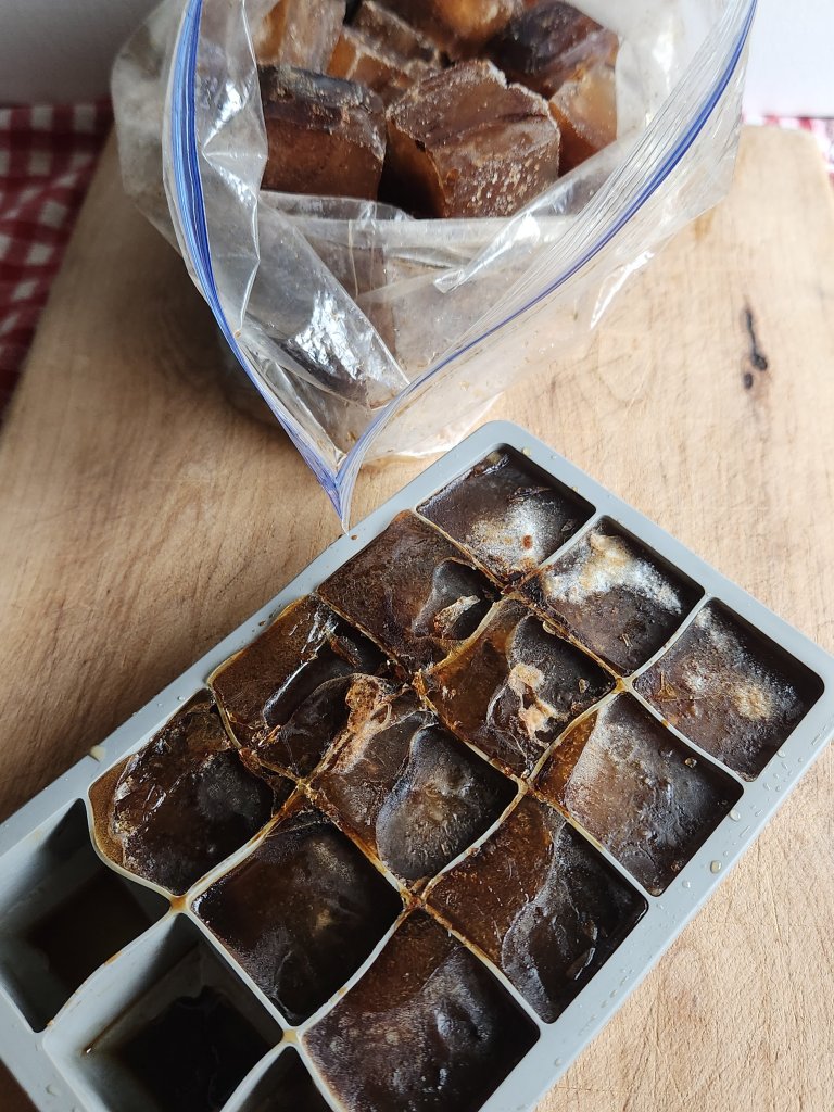 Coffee turned into a coffee ice cubes.