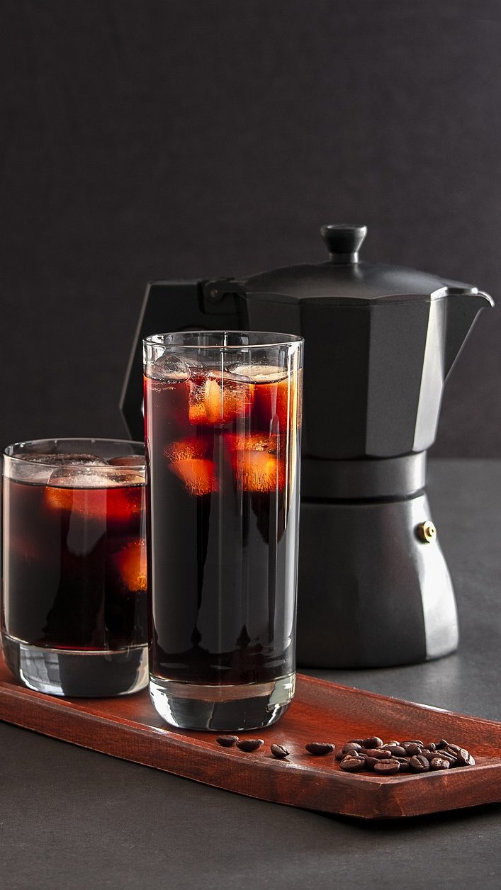 cold brewed coffee served up in glasses.
