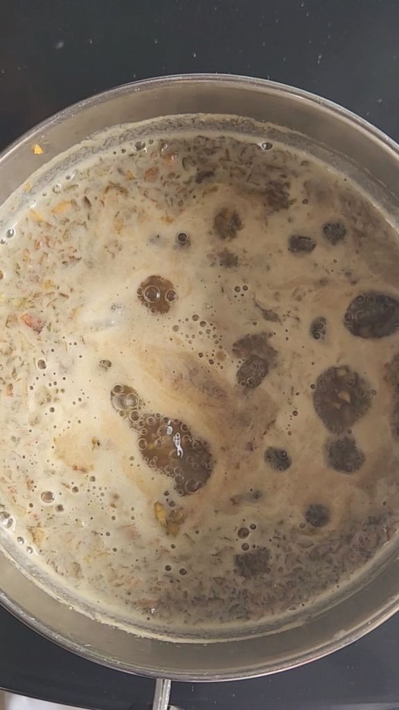 Simmering the pistachios for the low carb copycat Starbucks pistachio latte syrup.