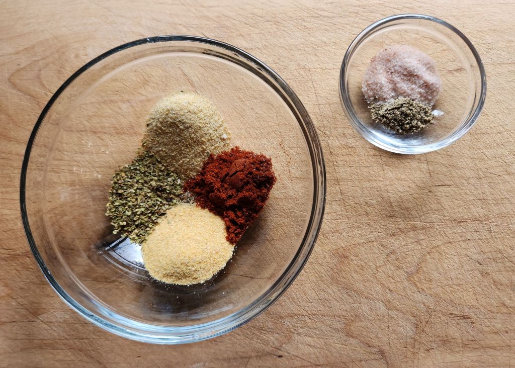 Spices needed for dry rub on pork loin.
