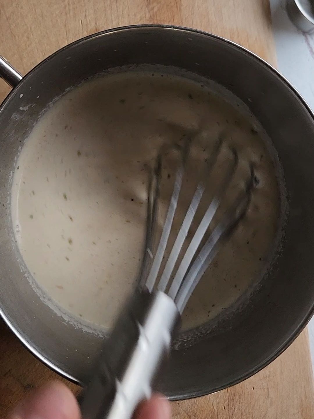 Thickening a homemade cream soup.