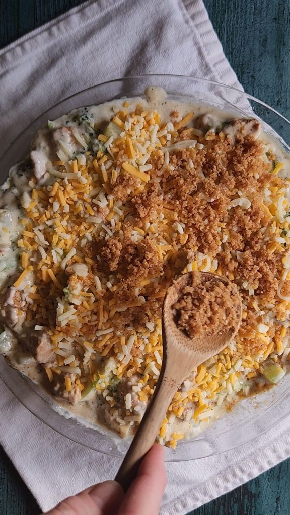 Easy gluten-free chicken Divan casserole recipe.