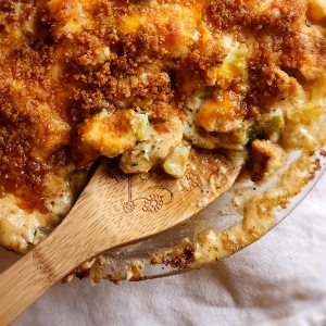 Easy gluten-free chicken Divan casserole recipe.