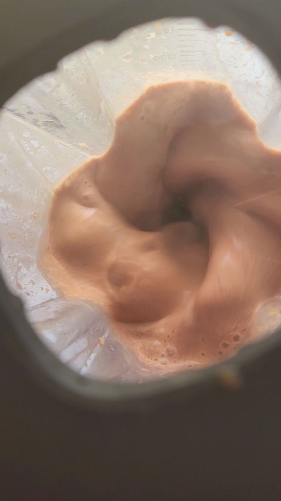 Low carb copycat Starbucks caramel mocha frappuccino in a blender.