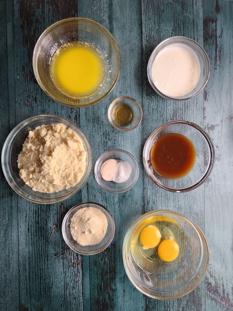 Ingredients to make gluten-free maple donuts with maple glaze.