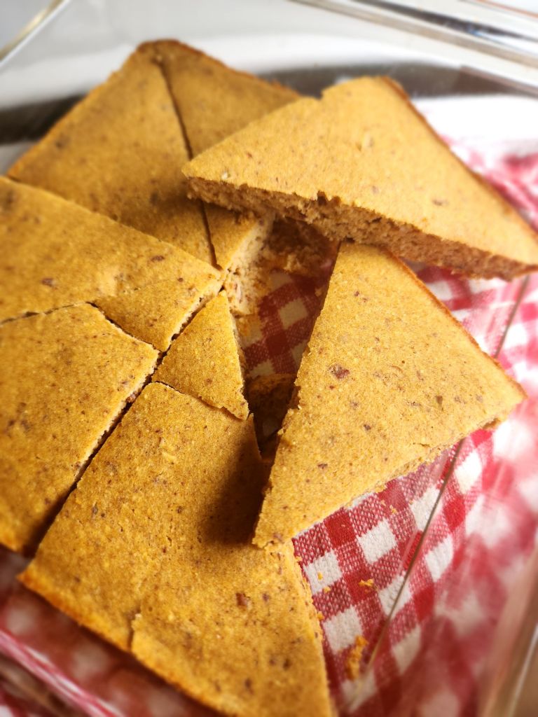a slice of easy gluten-free fluffy baked pecan pancake recipe.