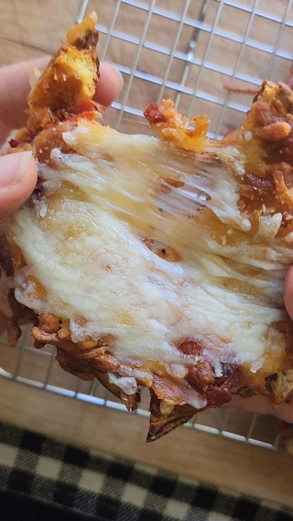 Easy gluten free keto mini pizza chaffles baked and ready for eating.