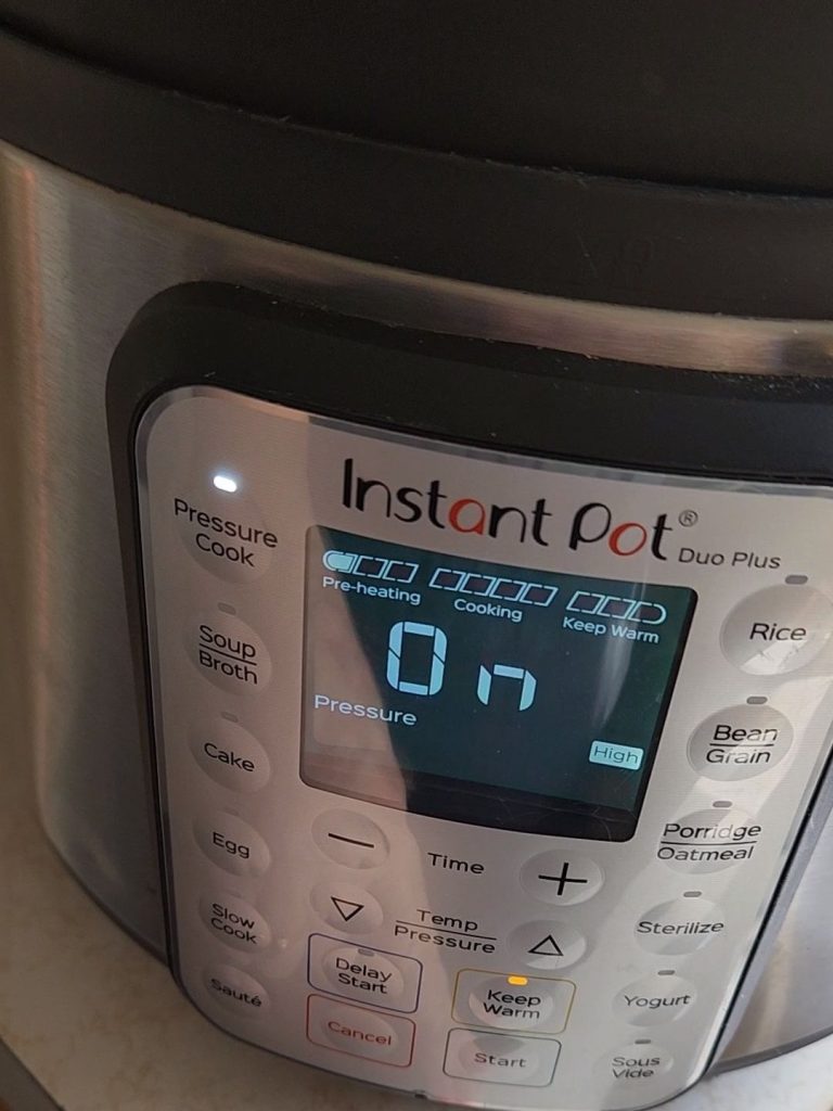 Front display of instant pot Duo plus.